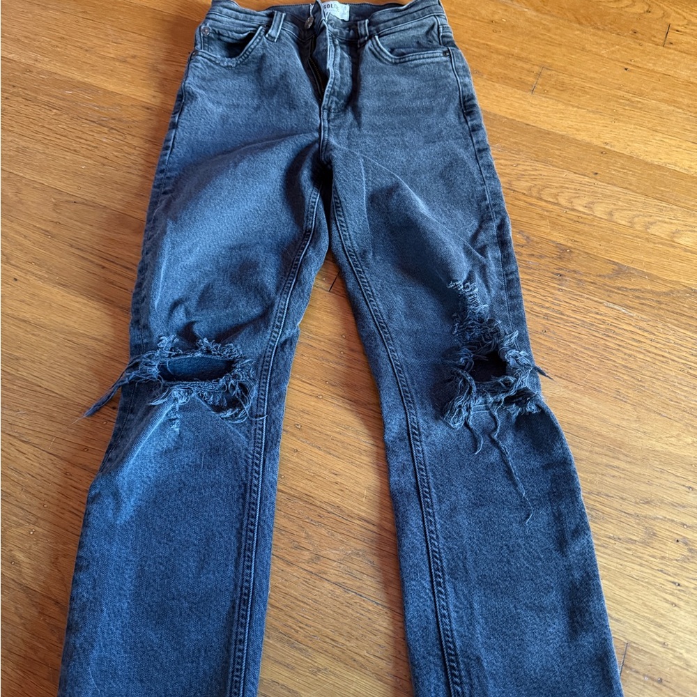 Agolde Black Distressed Ankle Jeans